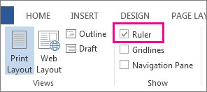 Always show ruler in word 2013