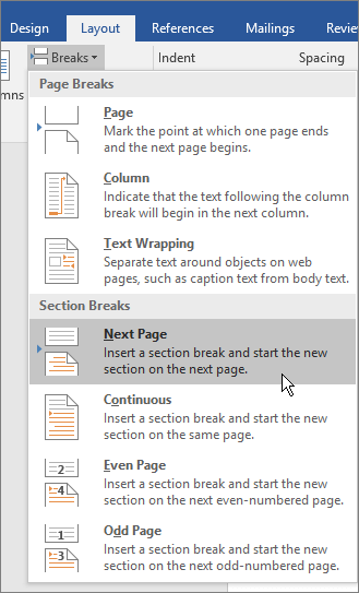 different first page header in word 2016
