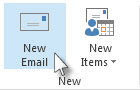 New Email command on the ribbon