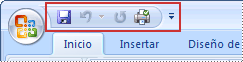 Barra de herramientas de acceso rápido situada en la esquina superior izquierda