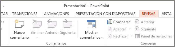 Pestaña Revisar de PowerPoint 2013