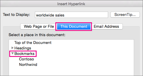 insert hyperlinks on word for mac