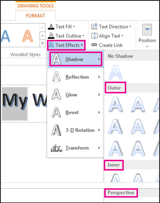 apply a text shadow on powerpoint