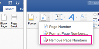 Delete page numbers in Word 2016 for Mac - Word for Mac