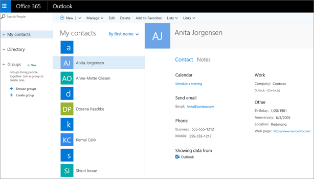 how to export contacts from outlook web app