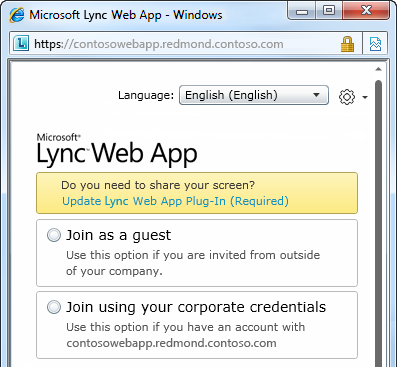 install the lync web app plug-in