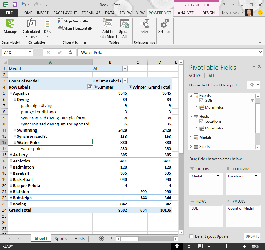 Tutorial: Extend Data Model relationships using Excel, Power Pivot, and ...