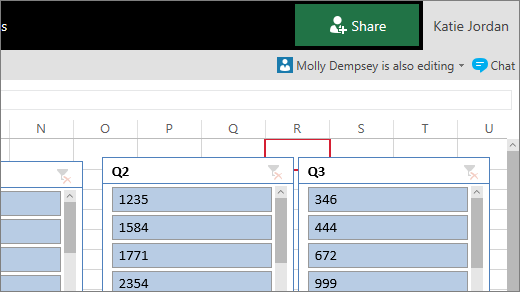 Screenshot of an Excel sheet, so the co-authoring notification.