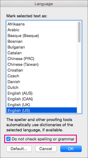 Spelling or grammar checker flags text I don't want or expect it to