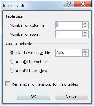 how to insert a table in word when numbers are already set