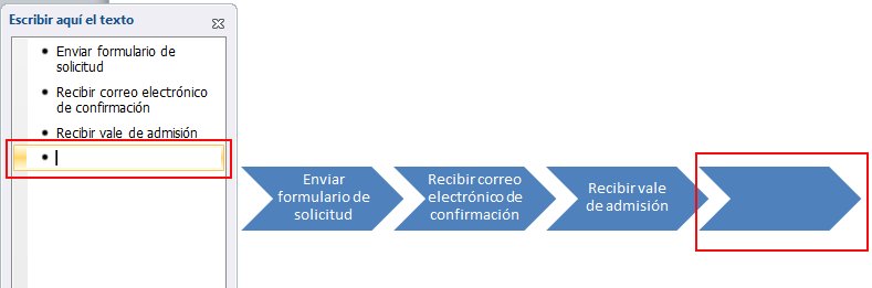 Para agregar otra área de texto, presione la tecla Entrar.