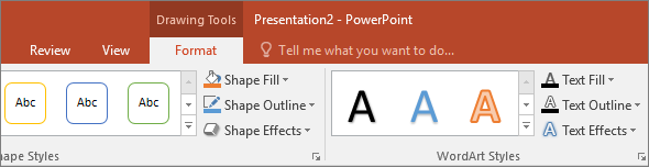 Toont het tabblad Hulpmiddelen voor tekenen op het lint in PowerPoint